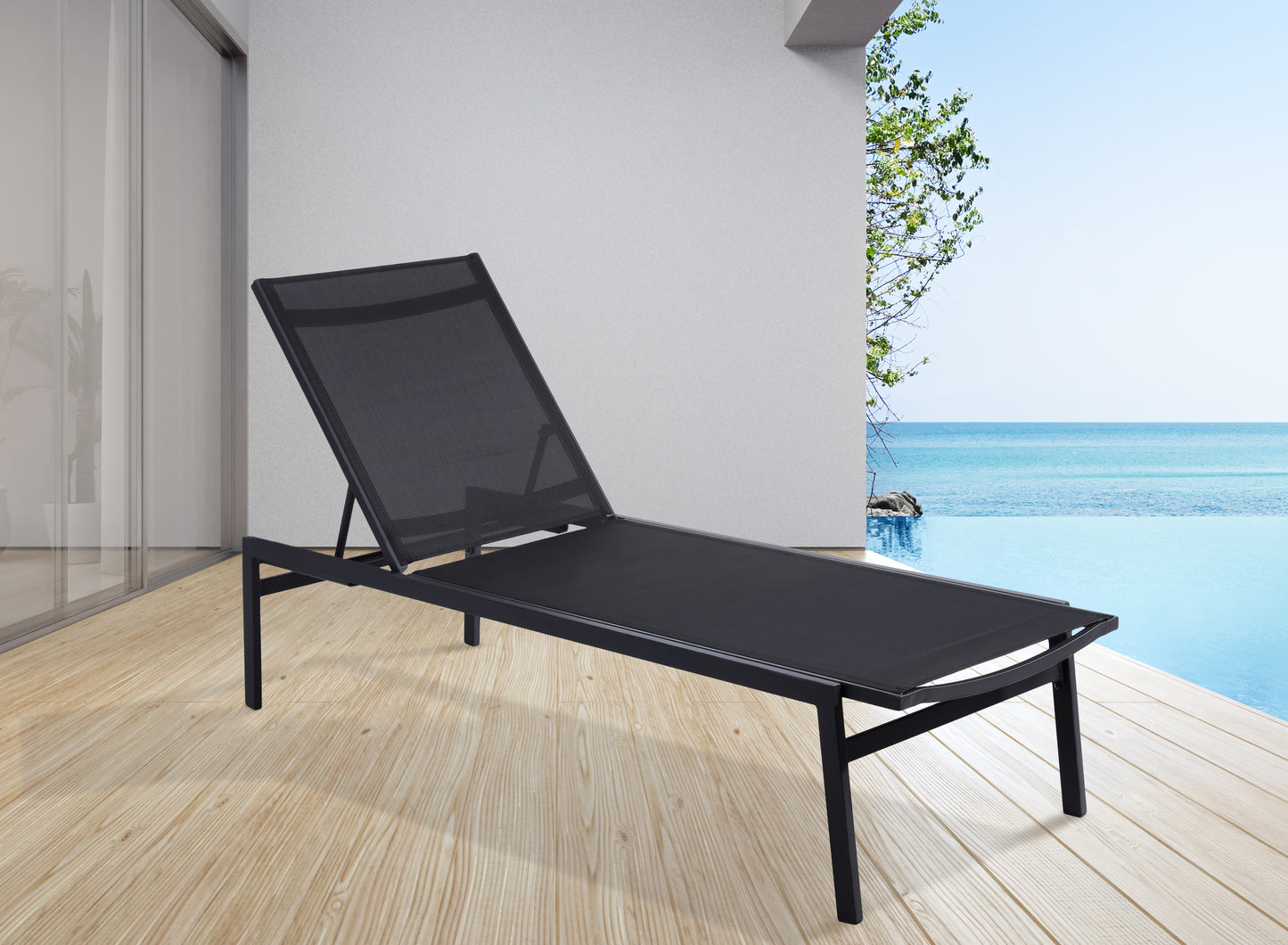 outdoor patio aluminum mesh chaise lounge chair