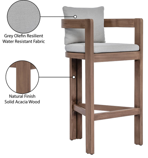 Camden Grey Water Resistant Fabric Upholstered Outdoor Patio Bar Stool, 1 Piece