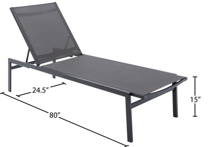 Cole Grey Resilient Mesh Water Resistant Fabric Outdoor Patio Aluminum Mesh Chaise Lounge Chair Grey