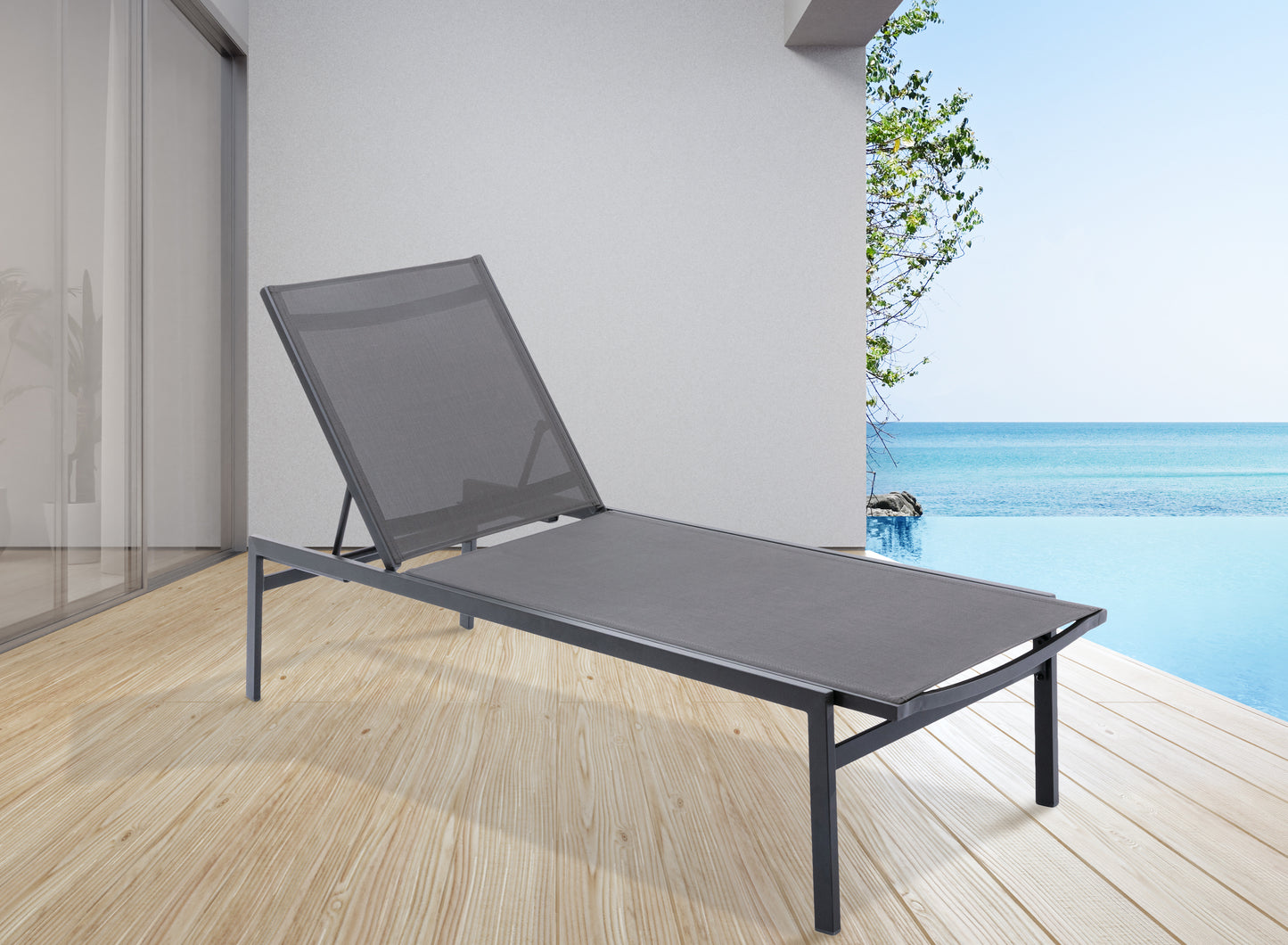 outdoor patio aluminum mesh chaise lounge chair