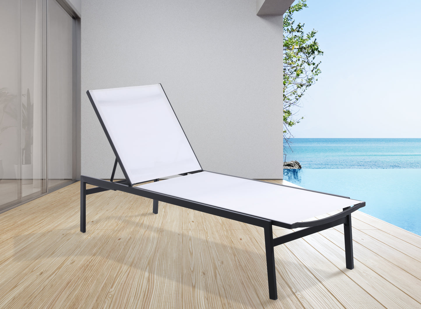 outdoor patio aluminum mesh chaise lounge chair