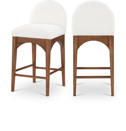 Sage Cream Boucle Fabric Upholstered Counter Stool, 1 Piece (Style 3)