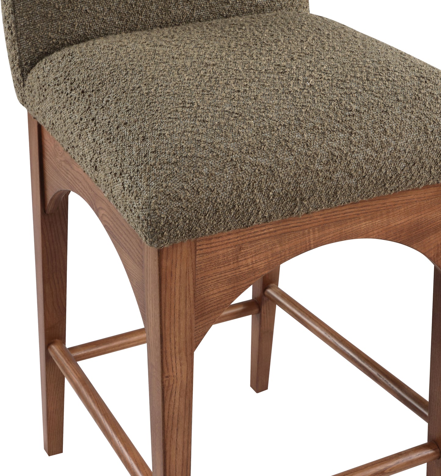 brielle olive boucle fabric stool c