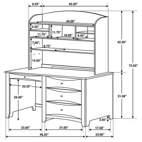 Marcell Desk Hutch with Shelves Cappuccino