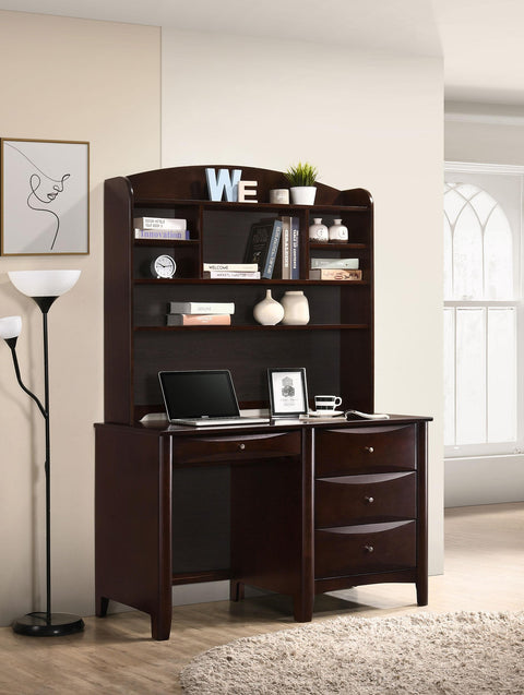 Marcell Desk Hutch with Shelves Cappuccino