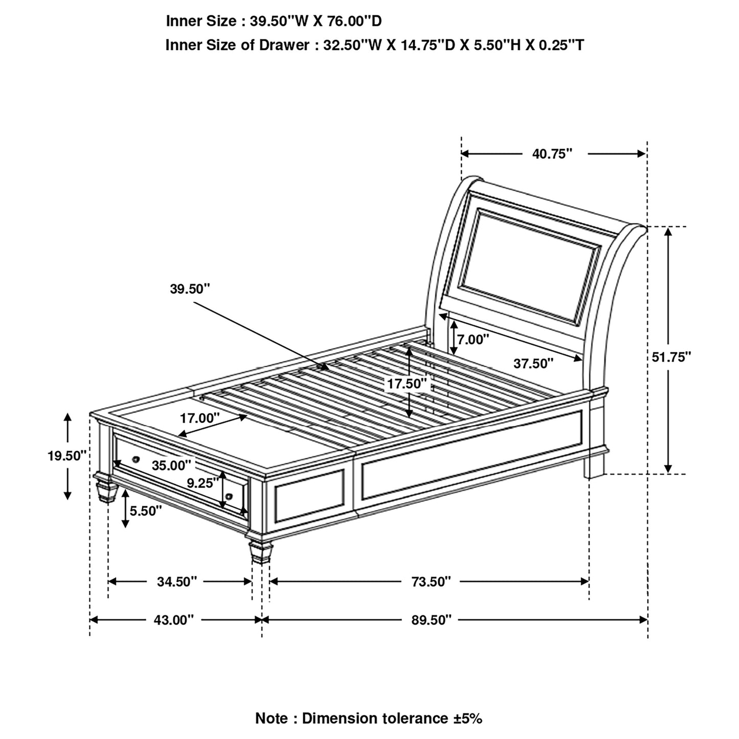 twin storage bed