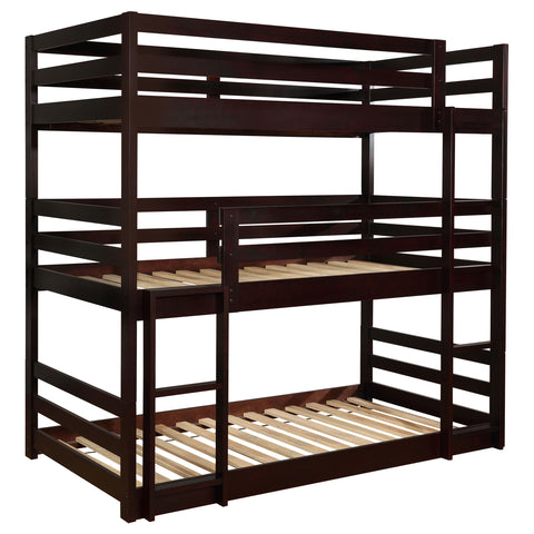 Laurel Wood Twin Triple Bunk Bed CappuccinoCappuccino