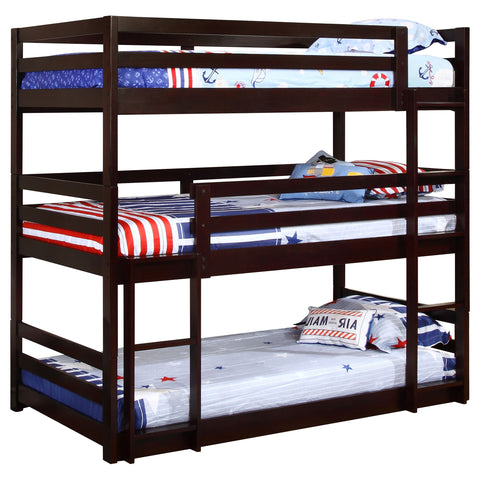 Laurel Wood Twin Triple Bunk Bed CappuccinoCappuccino