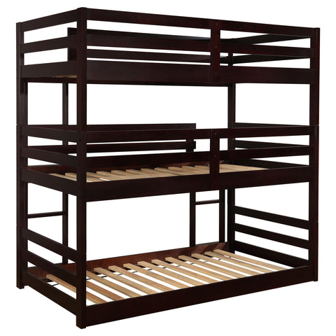Laurel Wood Twin Triple Bunk Bed CappuccinoCappuccino