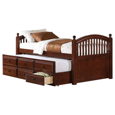 Granada 3-drawer Twin Bed with Captains Trundle ChestnutChestnut
