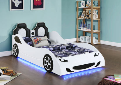 Watson Wood Twin LED Car Bed White