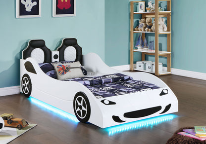 Watson Wood Twin LED Car Bed White