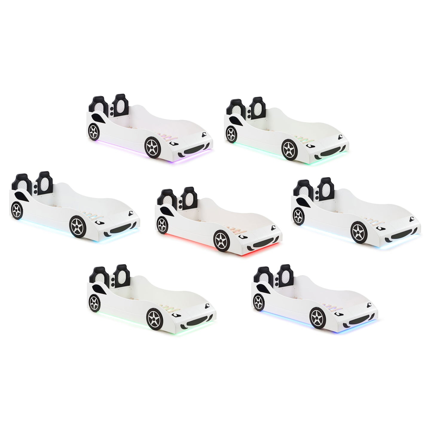 watson wood twin led car bed white