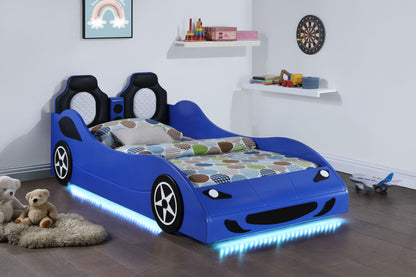 Watson Wood Twin LED Car Bed Blue