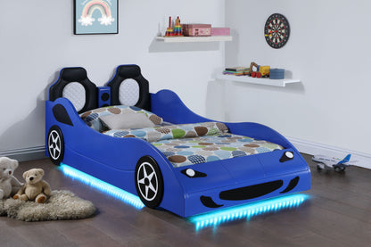 Watson Wood Twin LED Car Bed Blue