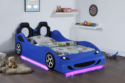 Watson Wood Twin LED Car Bed Blue