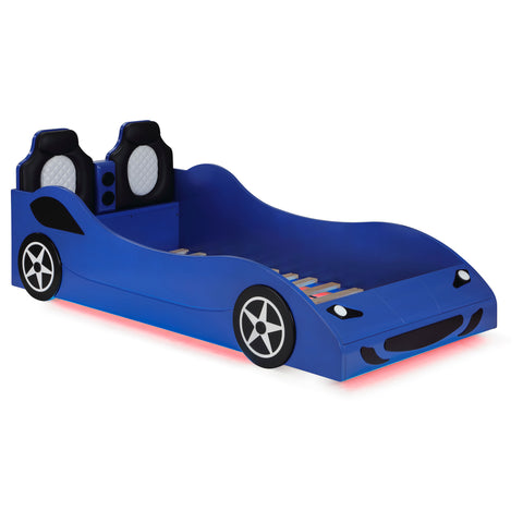 Sonora Wood Twin LED Car Bed BlueBlue