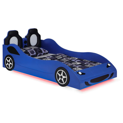 Sonora Wood Twin LED Car Bed BlueBlue