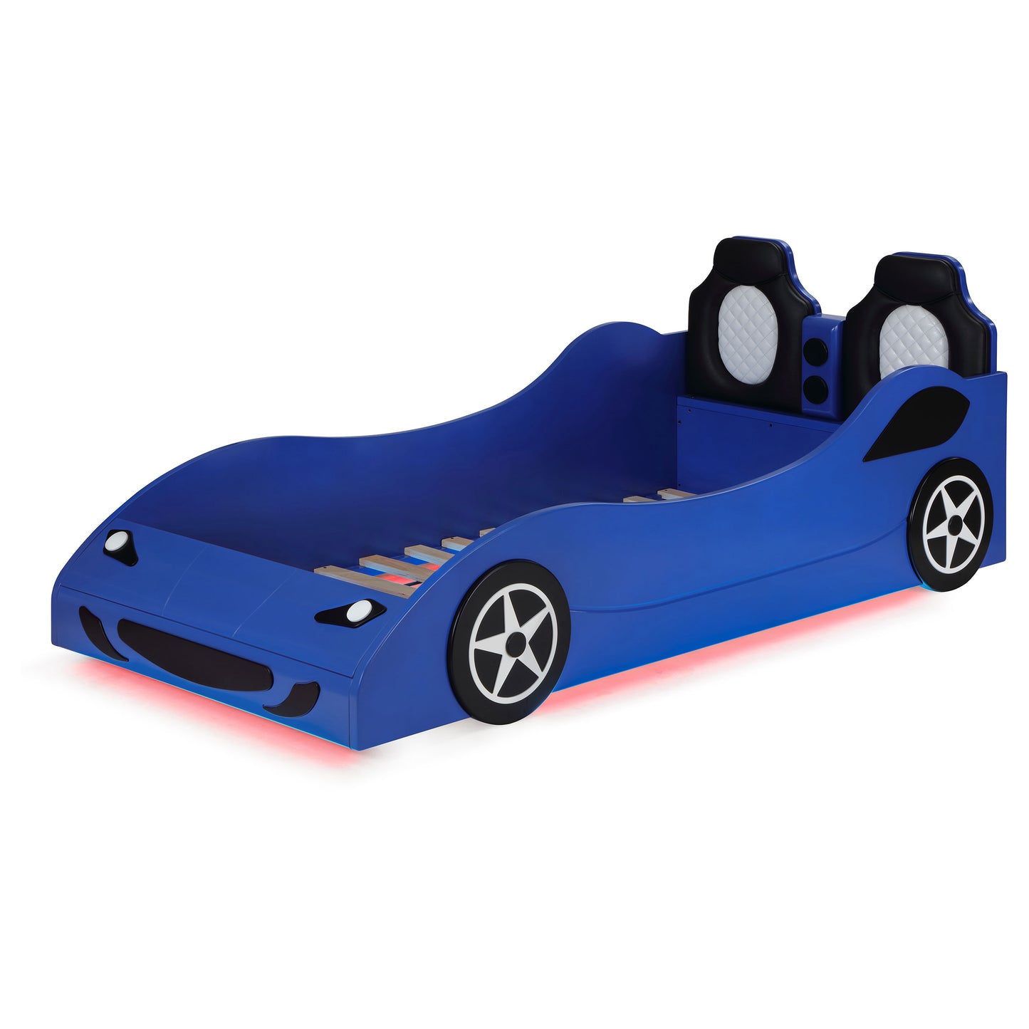 watson wood twin led car bed blue