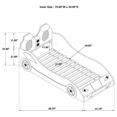 Imez Wood Twin LED Race Car Bed and 7-inch Mattress Red