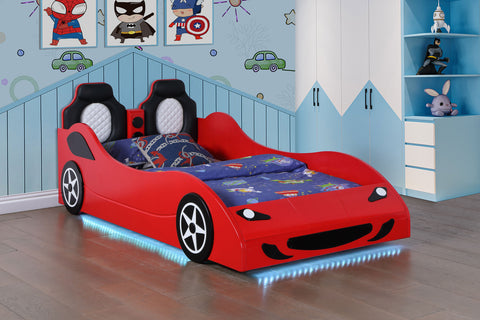 Sonora Wood Twin LED Car Bed RedRed