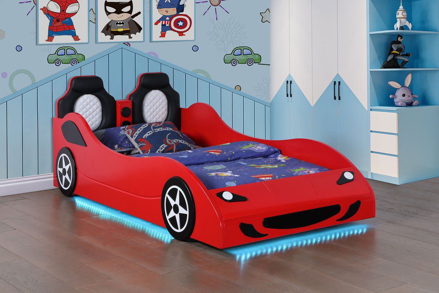 watson wood twin led car bed red