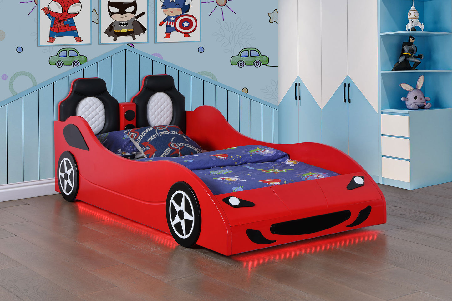 watson wood twin led car bed red