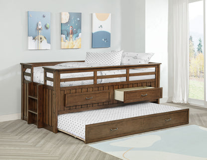 Flanary Wood Twin Captains Bed With Trundle Medium Brown