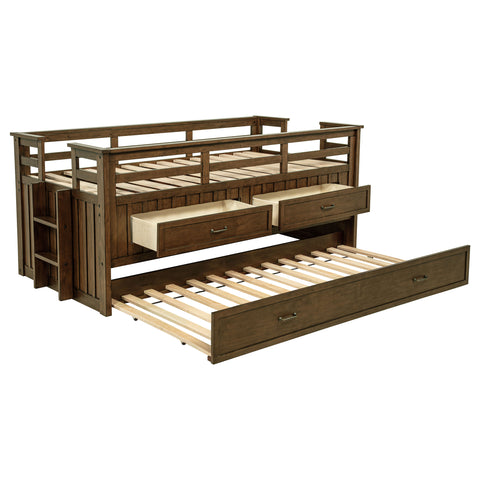Flanary Wood Twin Captains Bed With Trundle Medium Brown