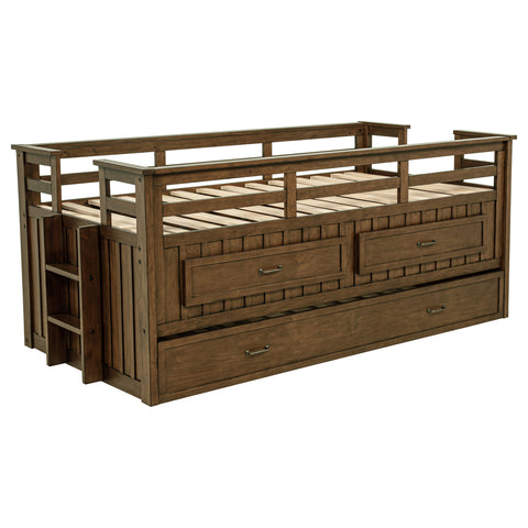 Flanary Wood Twin Captains Bed With Trundle Medium Brown