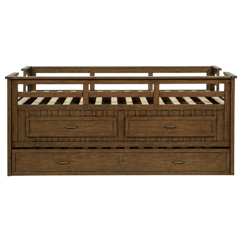Flanary Wood Twin Captains Bed With Trundle Medium Brown