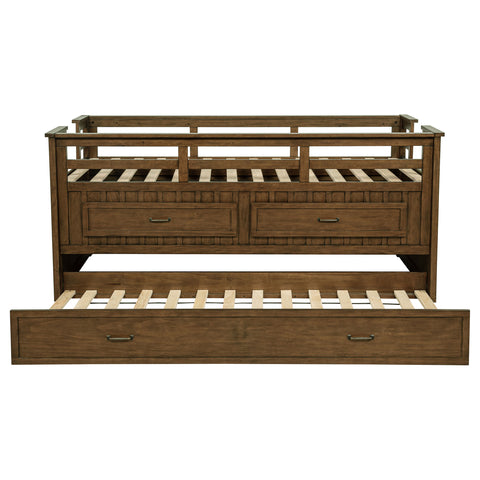 Flanary Wood Twin Captains Bed With Trundle Medium Brown