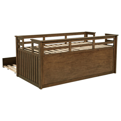 Flanary Wood Twin Captains Bed With Trundle Medium Brown