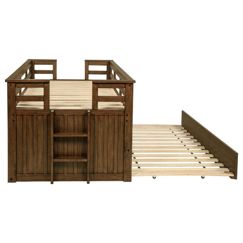 Flanary Wood Twin Captains Bed With Trundle Medium Brown