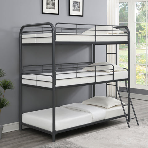 Izzy Metal Twin Triple Bunk Bed GunmetalGunmetal