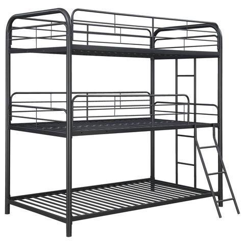 Izzy Metal Twin Triple Bunk Bed GunmetalGunmetal