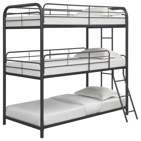 Izzy Metal Twin Triple Bunk Bed GunmetalGunmetal