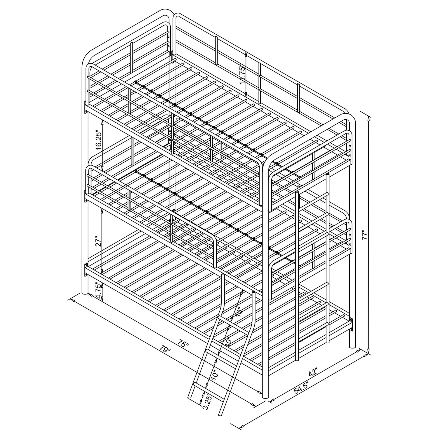 twin / twin / twin triple bunk bed