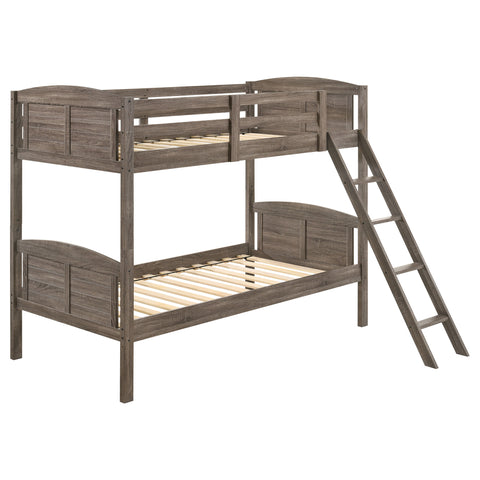 Kosmo Wood Twin Over Twin Bunk Bed Weathered BrownWeathered Brown