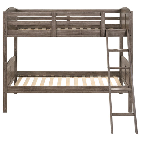 Kosmo Wood Twin Over Twin Bunk Bed Weathered BrownWeathered Brown