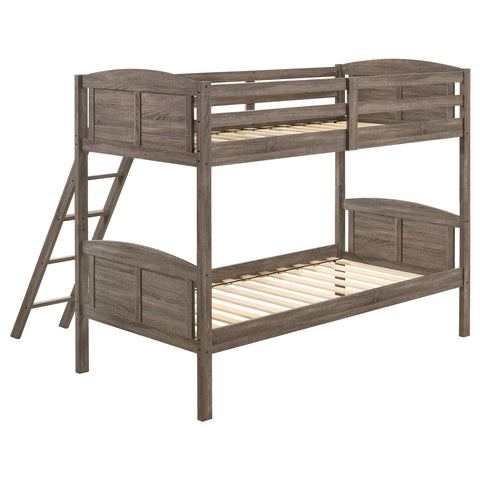 Kosmo Wood Twin Over Twin Bunk Bed Weathered BrownWeathered Brown