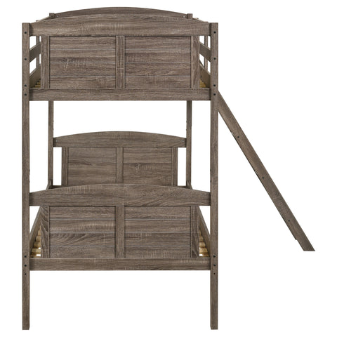 Kosmo Wood Twin Over Twin Bunk Bed Weathered BrownWeathered Brown