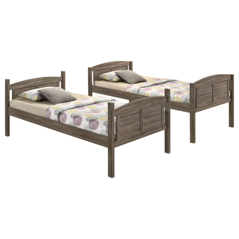 Kosmo Wood Twin Over Twin Bunk Bed Weathered BrownWeathered Brown