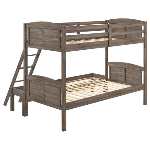 Kosmo Wood Twin Over Full Bunk Bed Weathered BrownWeathered Brown