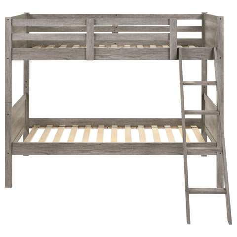 Melo Wood Twin Over Twin Bunk Bed Weathered TaupeWeathered Taupe