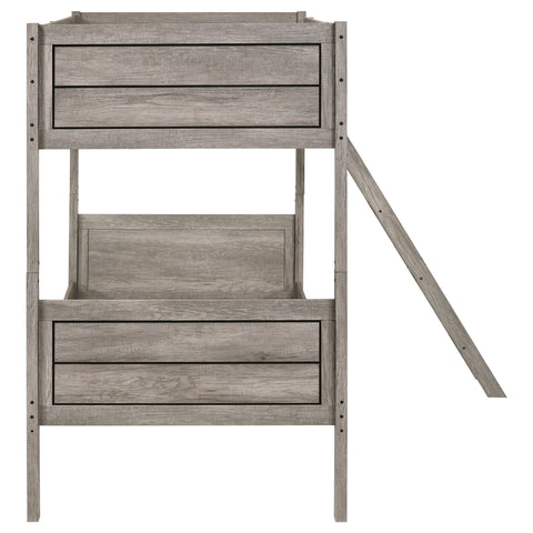 Melo Wood Twin Over Twin Bunk Bed Weathered TaupeWeathered Taupe