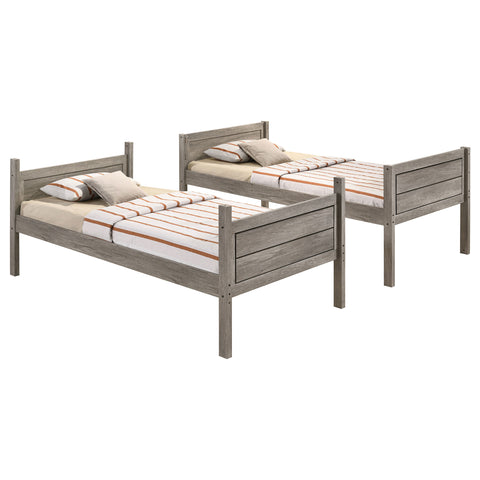Melo Wood Twin Over Twin Bunk Bed Weathered TaupeWeathered Taupe