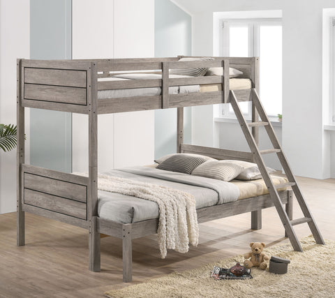 Melo Wood Twin Over Full Bunk Bed Weathered TaupeWeathered Taupe