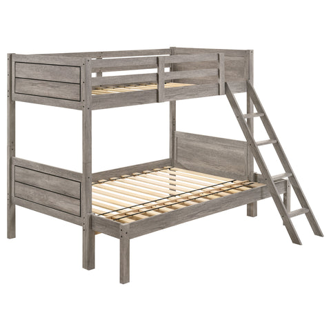 Melo Wood Twin Over Full Bunk Bed Weathered TaupeWeathered Taupe
