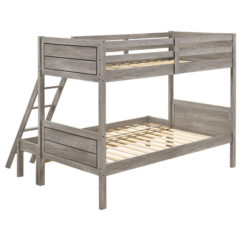 Melo Wood Twin Over Full Bunk Bed Weathered TaupeWeathered Taupe
